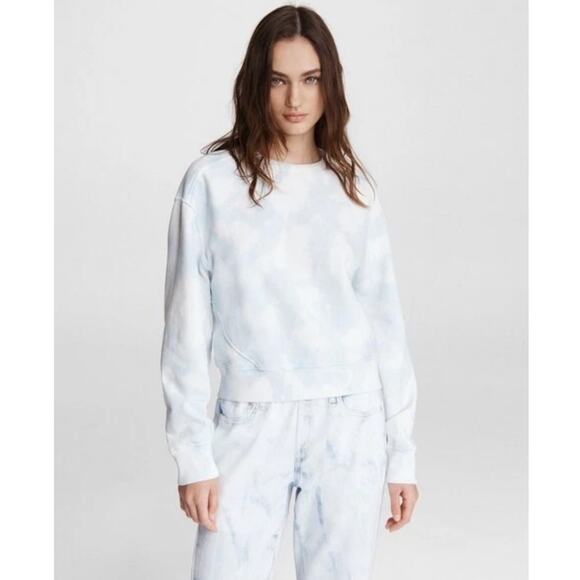 Rag & Bone City Tie Dye Terry Sweatshirt in Blue and White Size XS - Picture 1 of 9